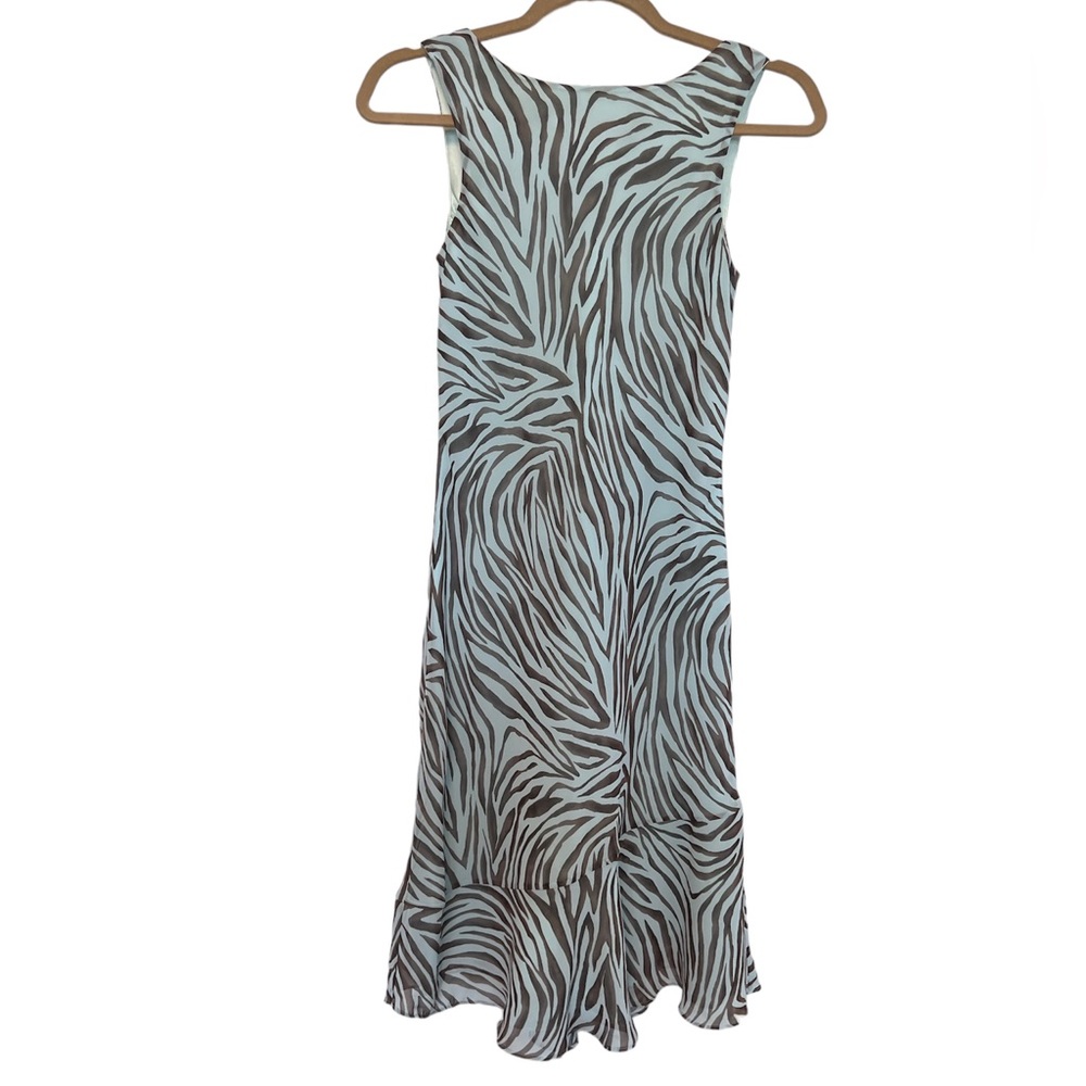 Y2K Talbots Blue & Brown Zebra Dress (Size 16)